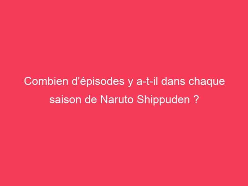 Combien Y A-t-il De Saison Dans Naruto Shippuden