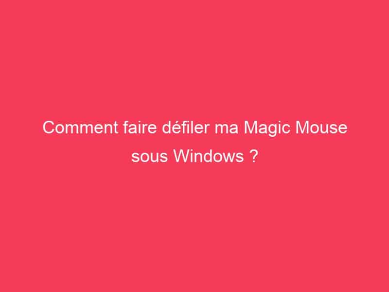 Comment faire défiler ma Magic Mouse sous Windows ? - Guide Achat Gamer